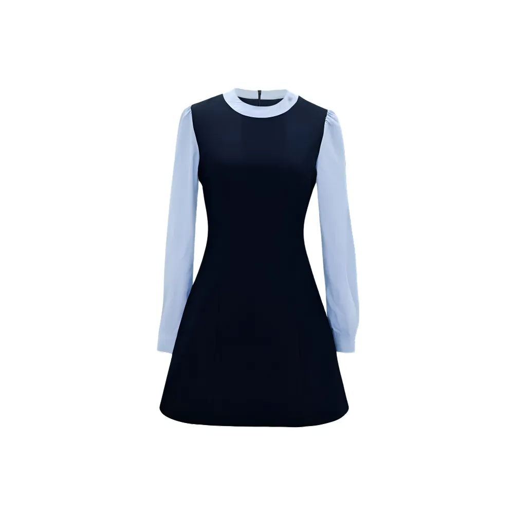 AFGGD Длинное платье с длинными рукавами женское темно-синий