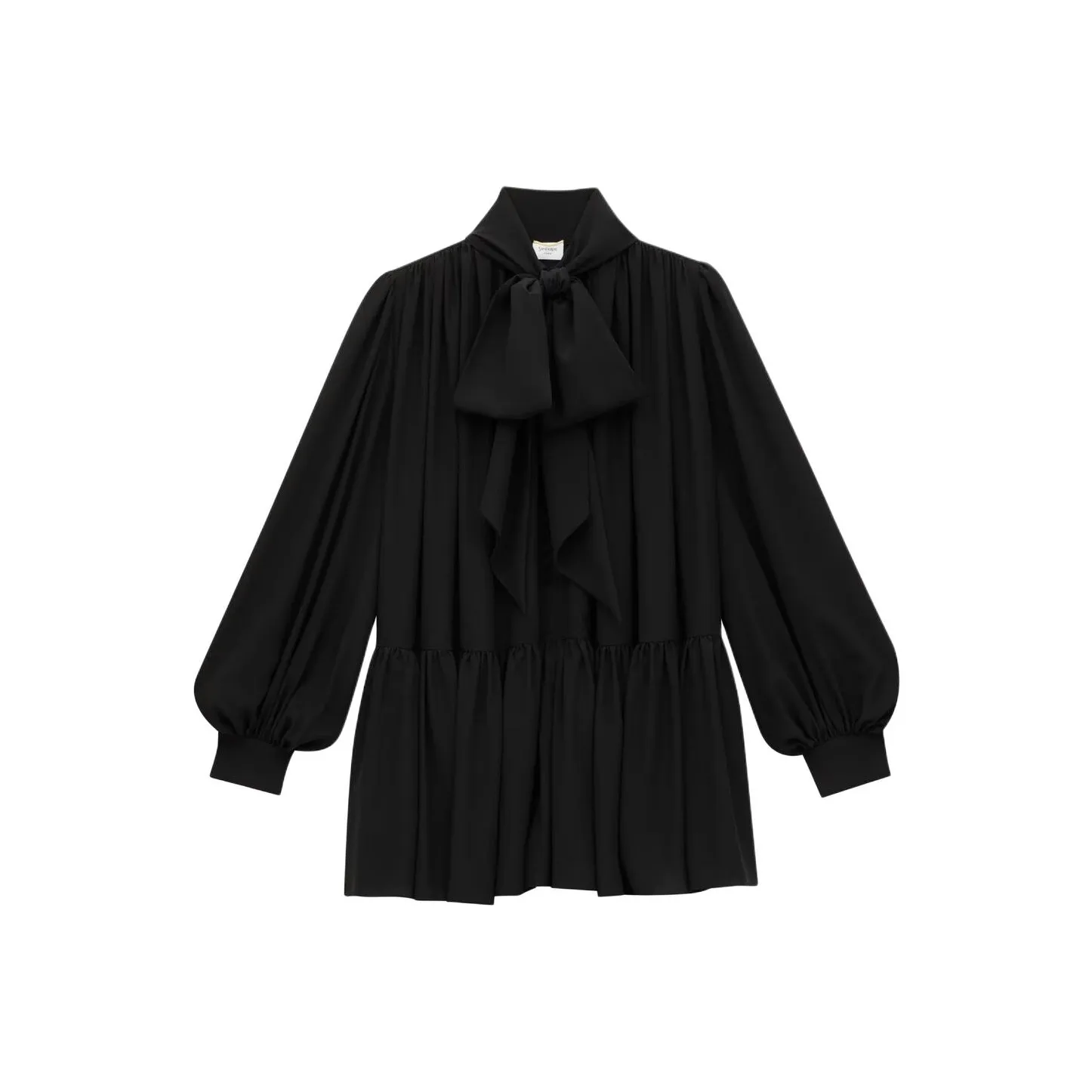 SAINT LAURENT Bow neck Tiered Mini Dress