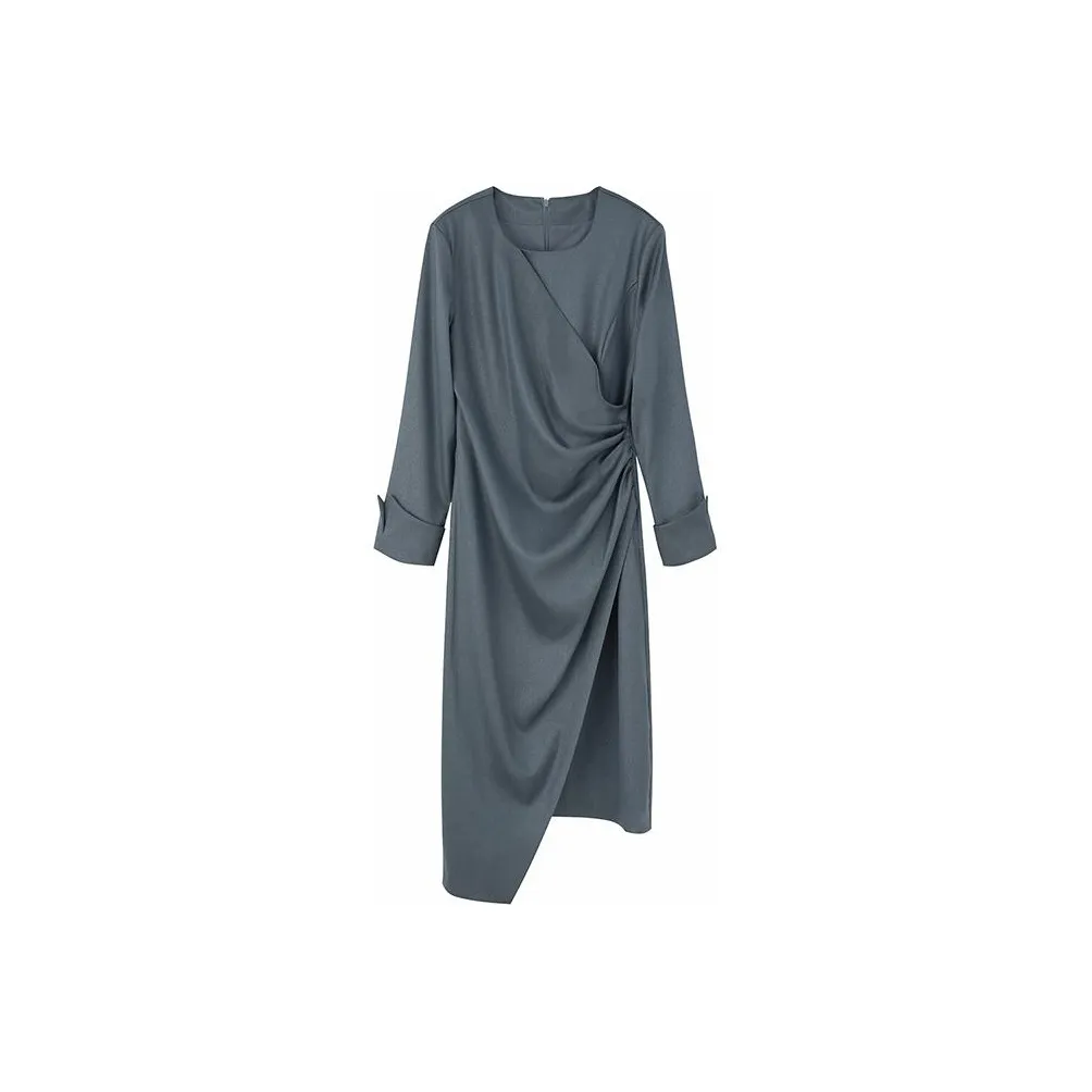NINE WEST Long Sleeved Dress Women's Silver Gray