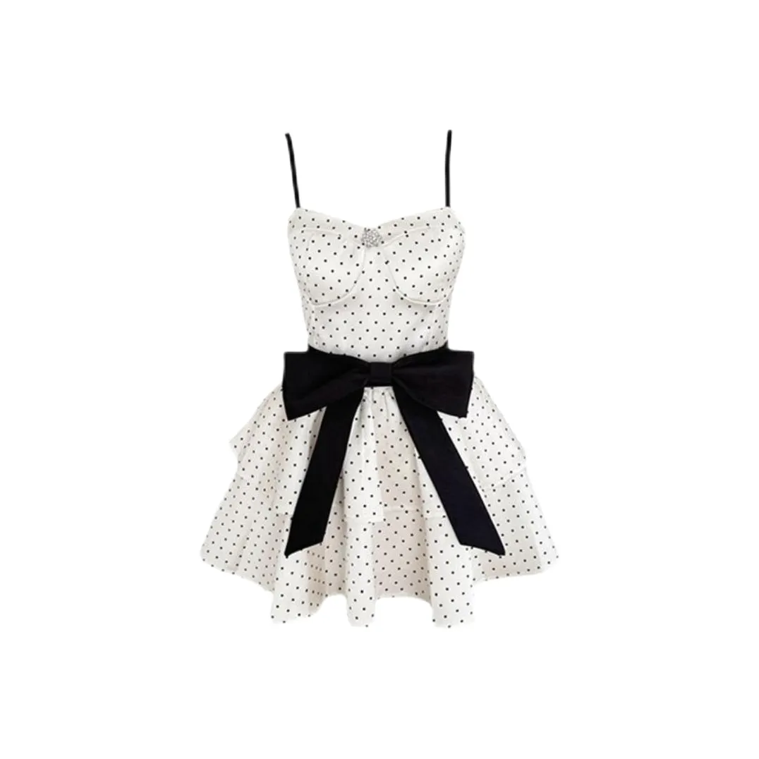 ABBY GODDESS Slip Платье Женское Белое Гороховый Узор