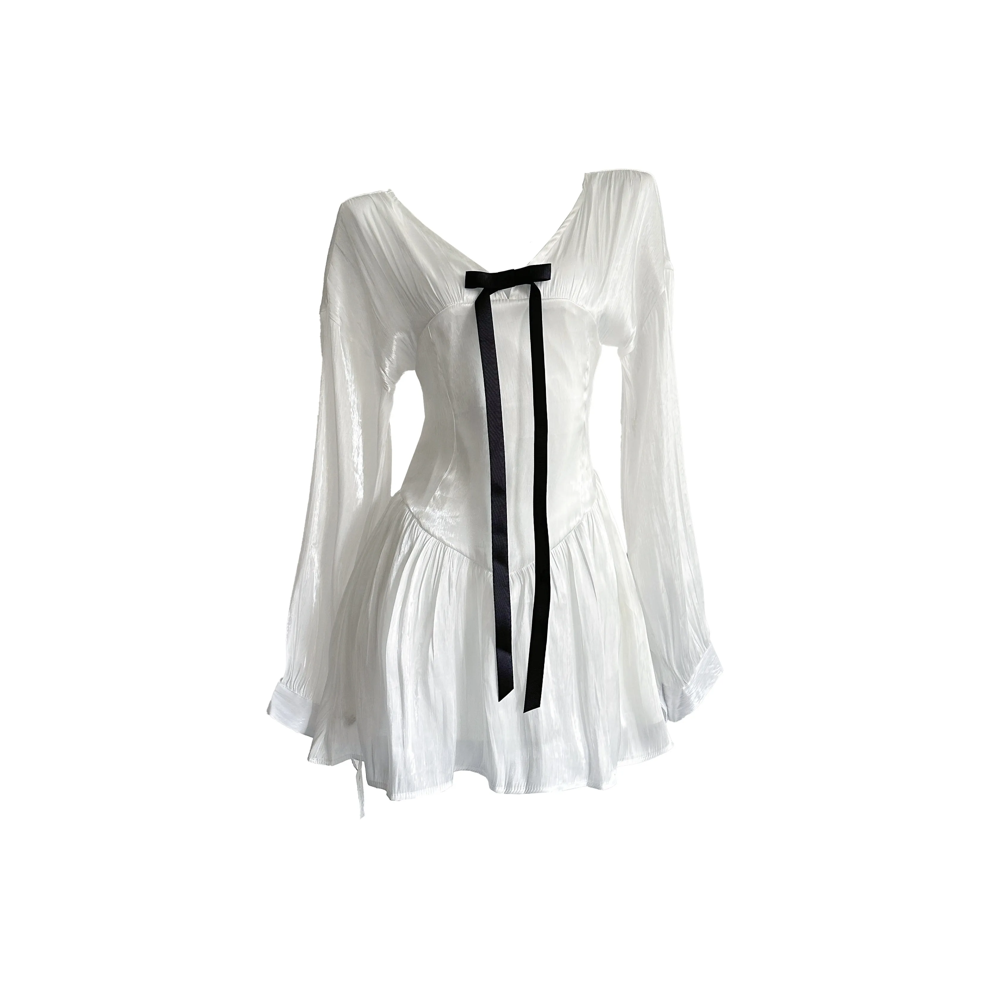 CHARM GLOW Длинное платье с длинными рукавами женское белое