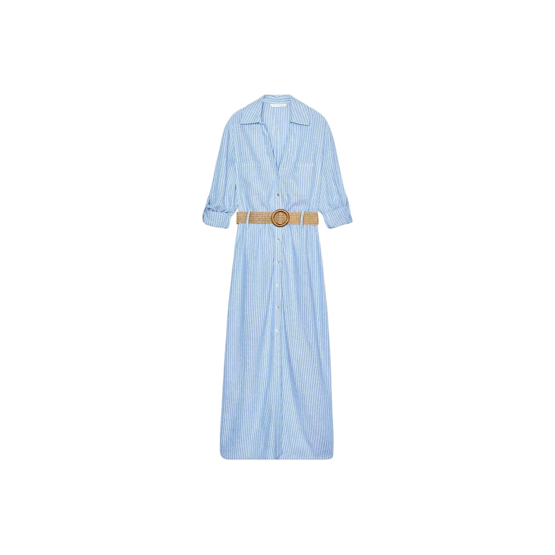 ZARA Long Sleeved Dress Women's Blue/White