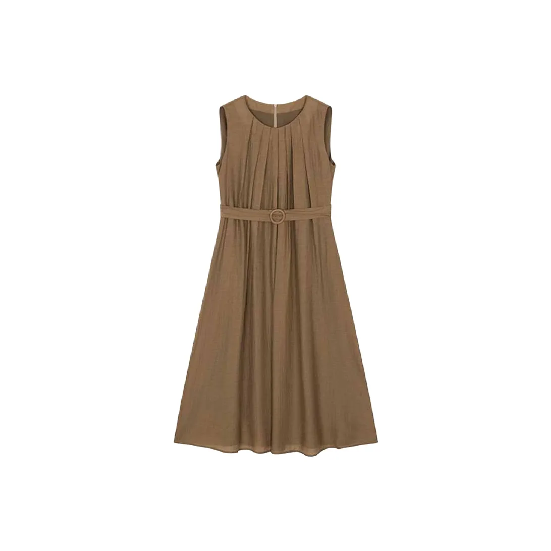 Mo Han Yi Mei Без рукавов Платье Женское Коричневое