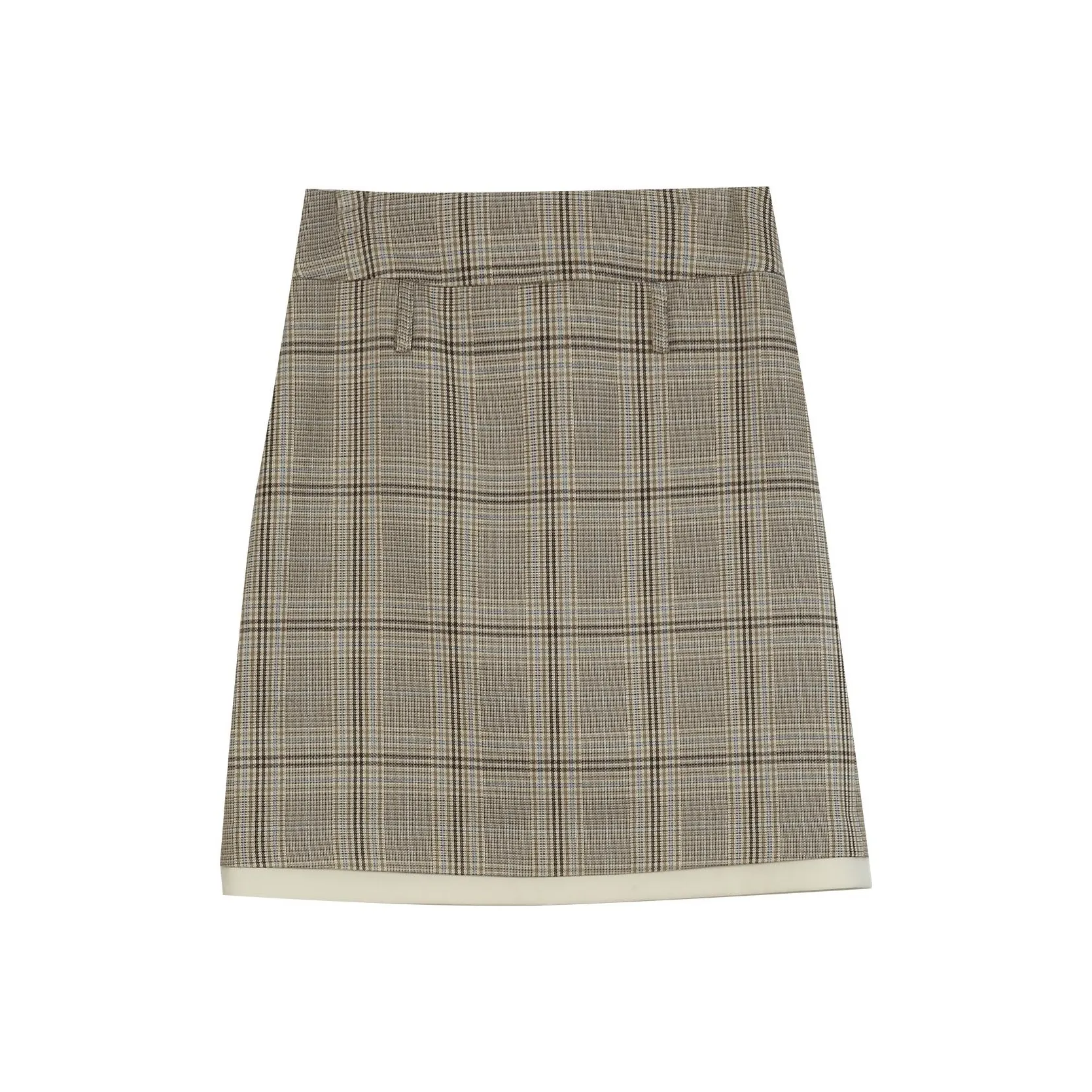 Omont Повседневные короткие юбки женские хаки клетка