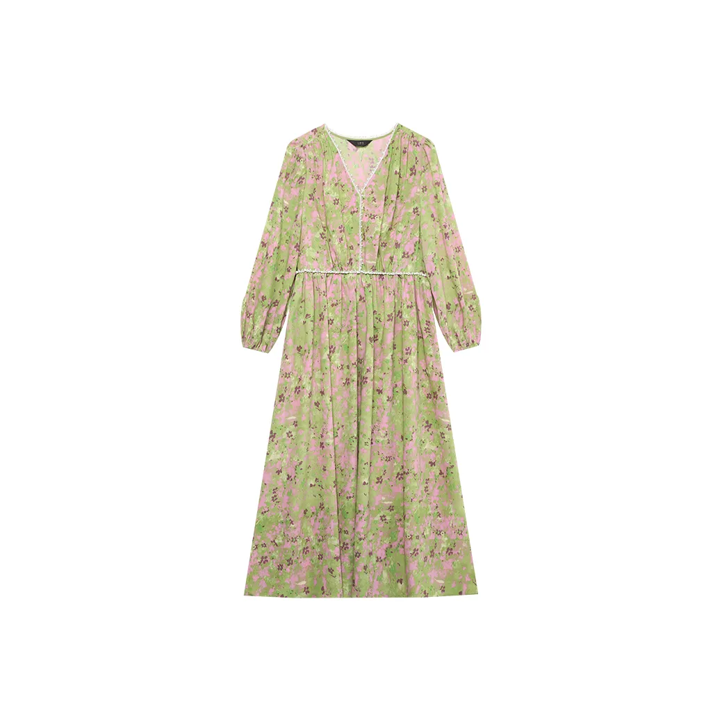 LOUISY AO Long-Sleeved Dresses Women's Green Floral