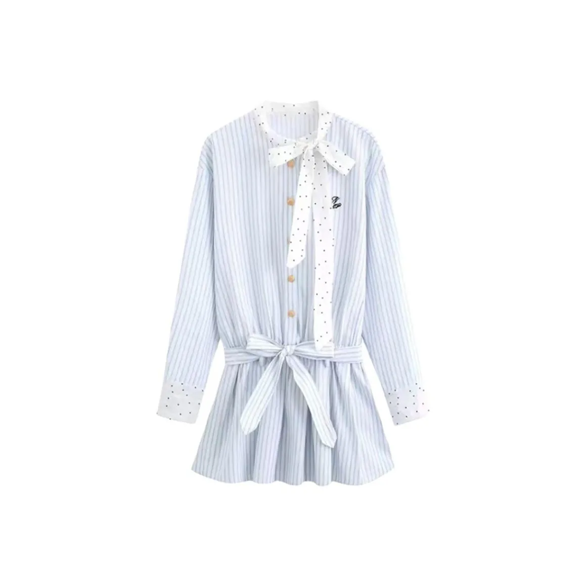 Incolore Длинное платье с длинными рукавами женское синее