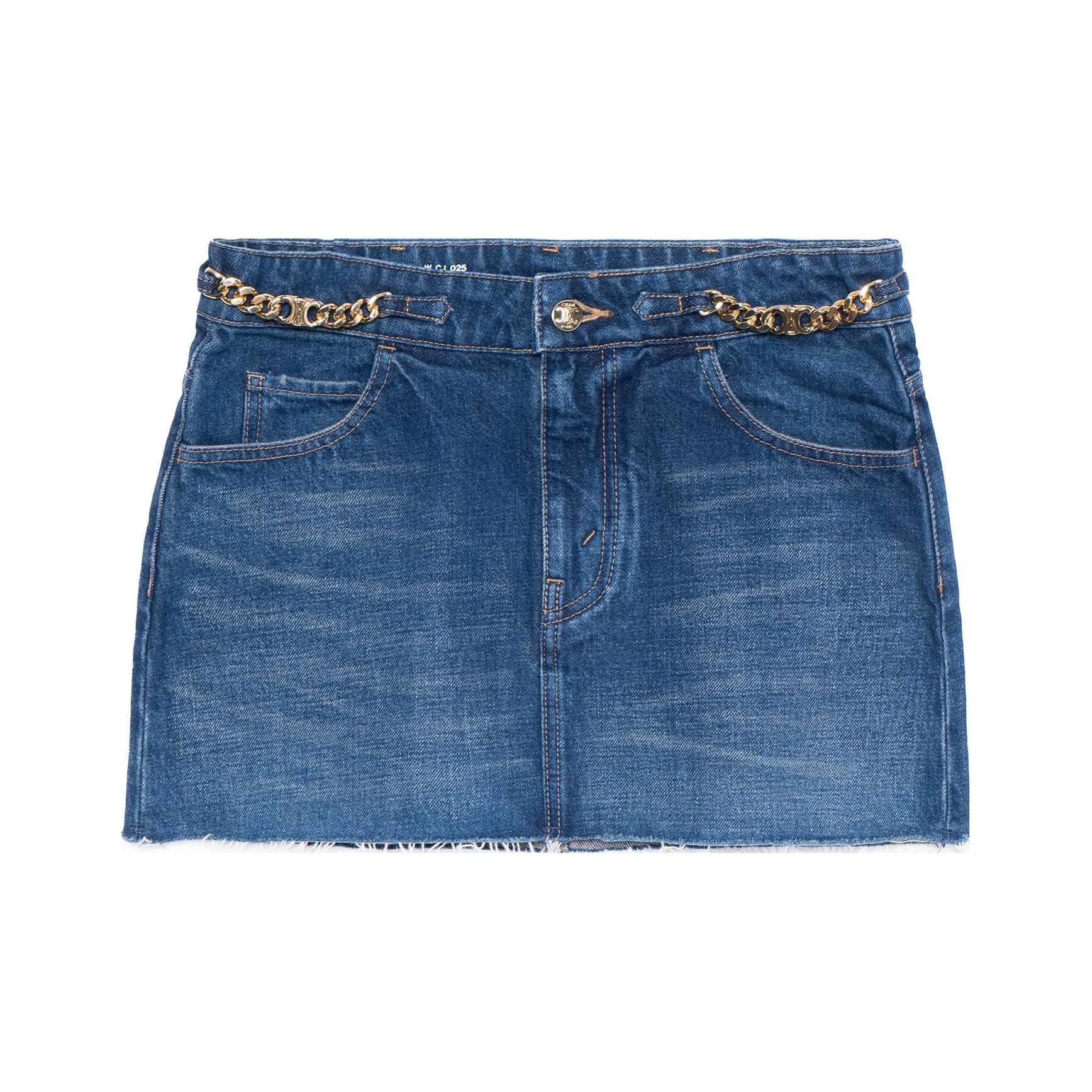 CELINE Clean Dark Union Wash Denim Mini Skirt Dark Union Wash