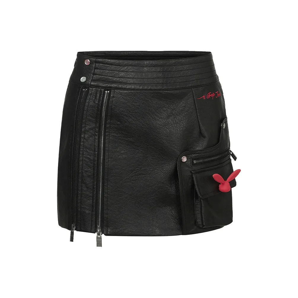 1 TROP FORT Кожаные короткие юбки Женские Черный