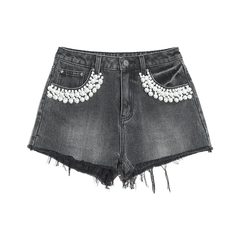 TCH Denim Shorts Women's Black With Silver Logo