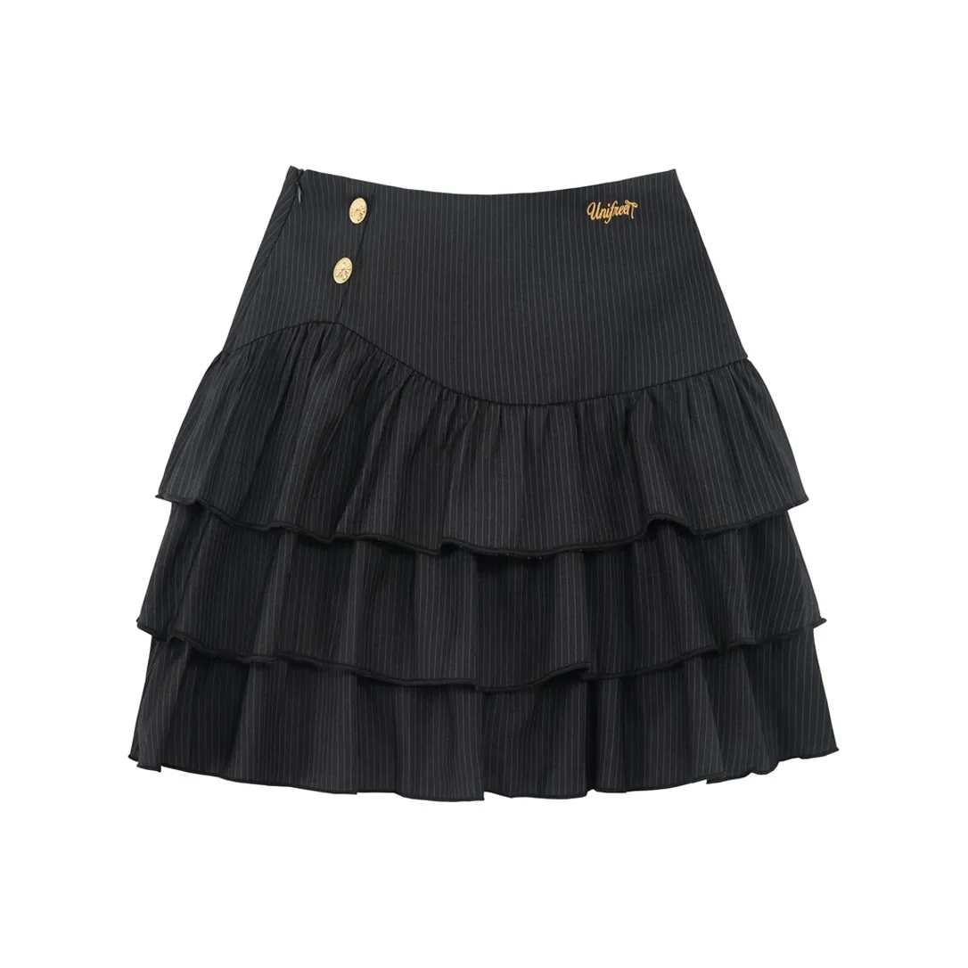 UNIFREE Casual Short Skirts, Puffy Tiered Skirt, A Line Skirt, Skirt Women's Black