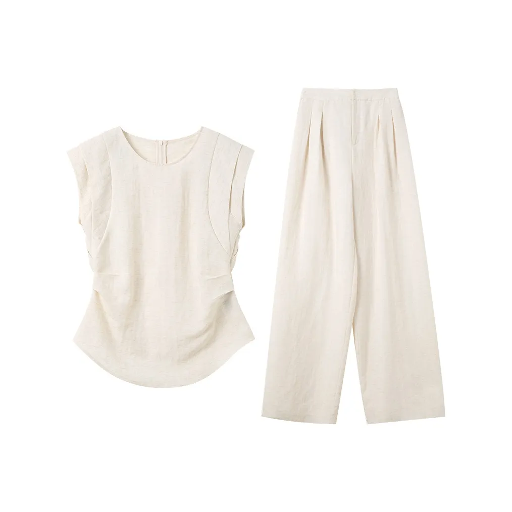 3COLOUR Набор Экрю Рубашка + Повседневные брюки Женские Повседневные костюмы