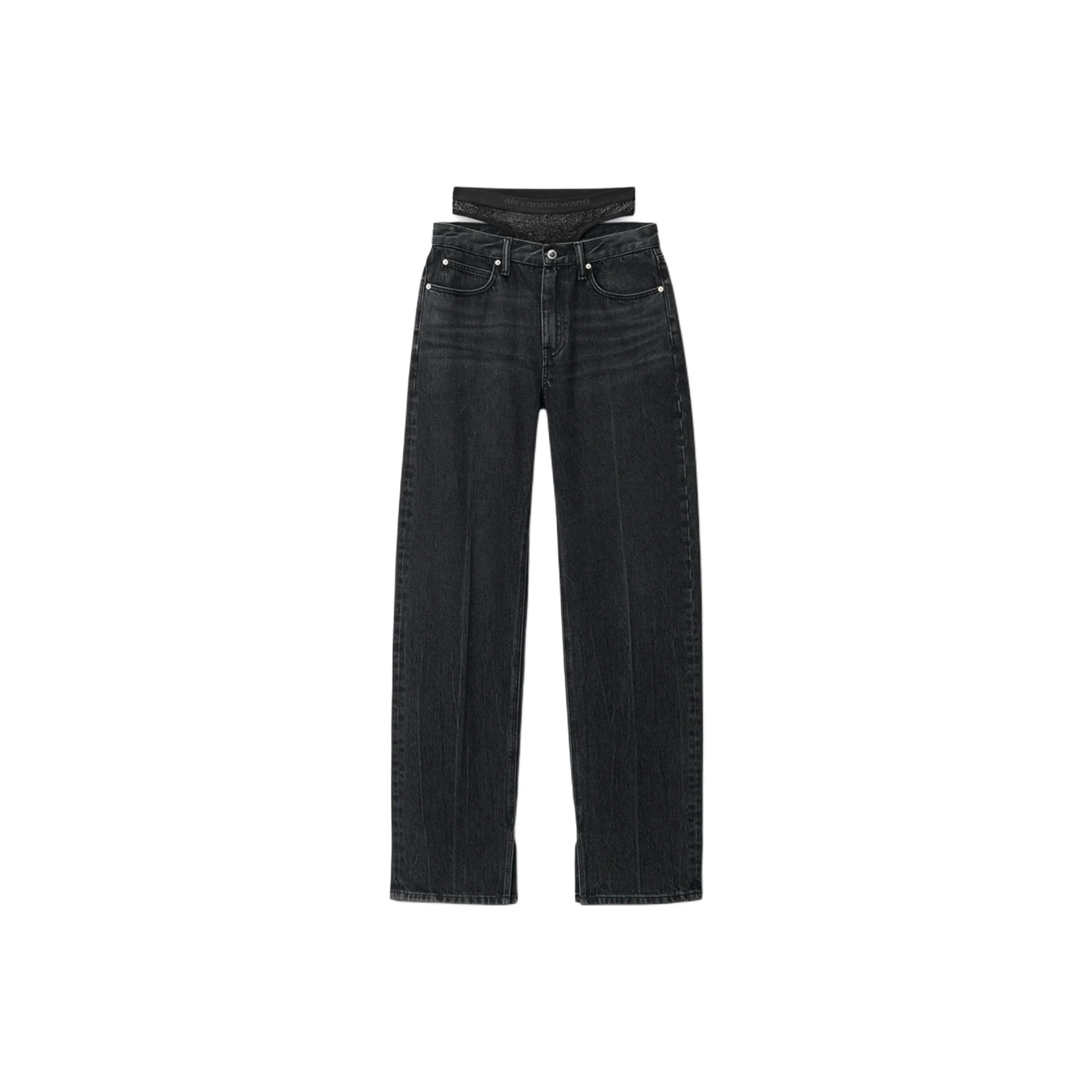 Alexander Wang Pre Styled Straight Leg Slit Hem Jeans