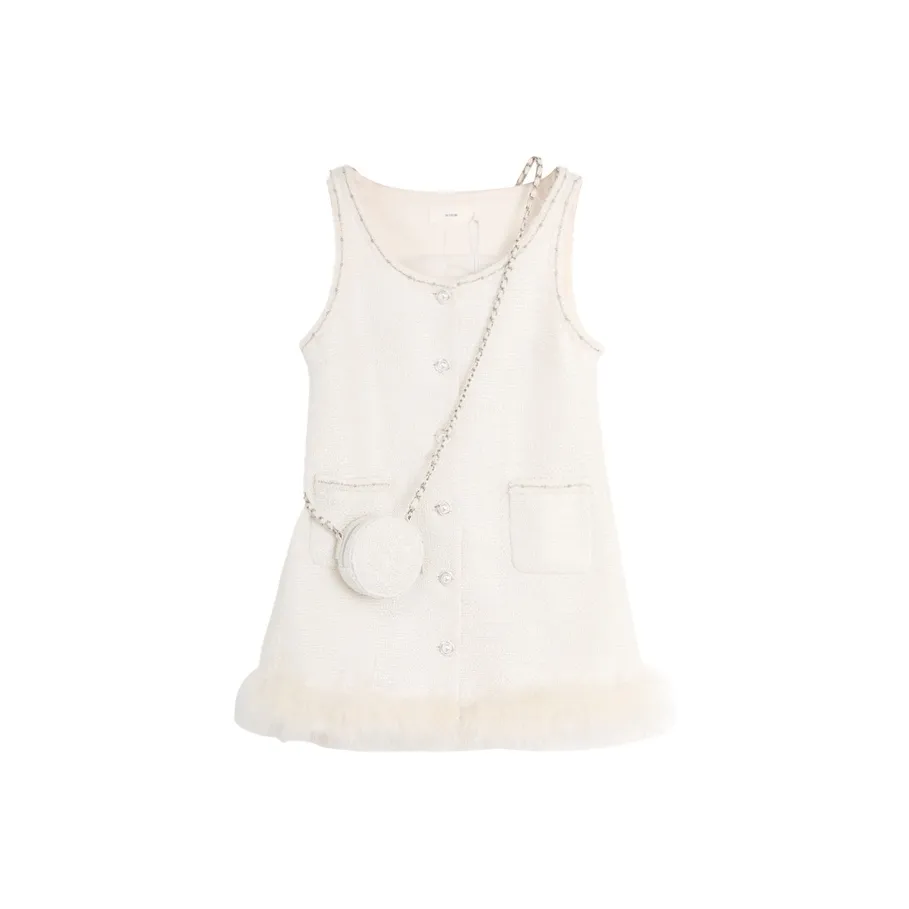 SETIROM Без рукавов Платье Женское Белое