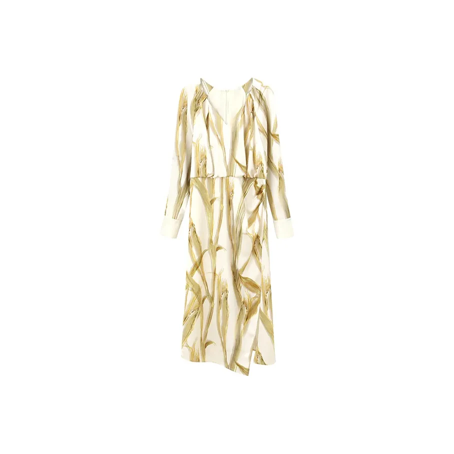 NINE WEST Long-Sleeved Dresses Women's Yellow Flower