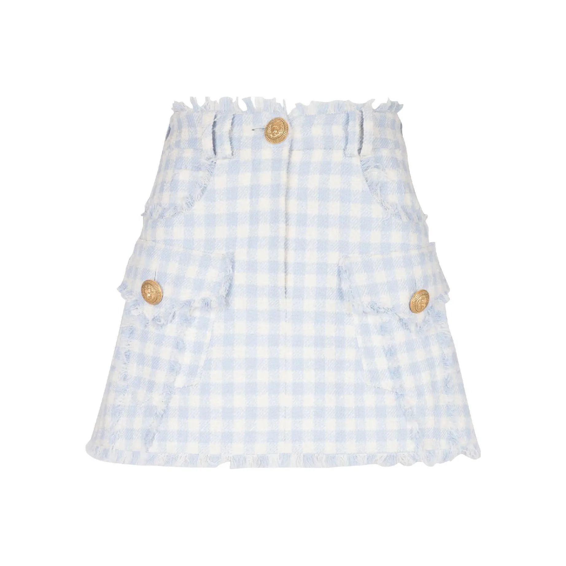 BALMAIN Gingham Tweed A Line Skirt