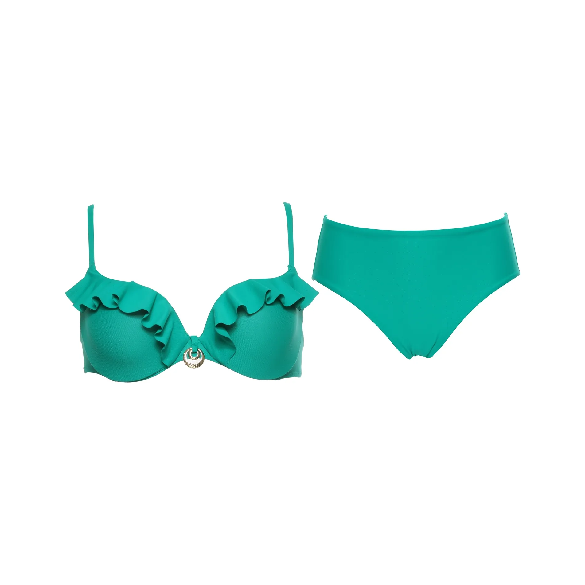 Selmark Women's Solid Color Two-Piece Bikini Green
