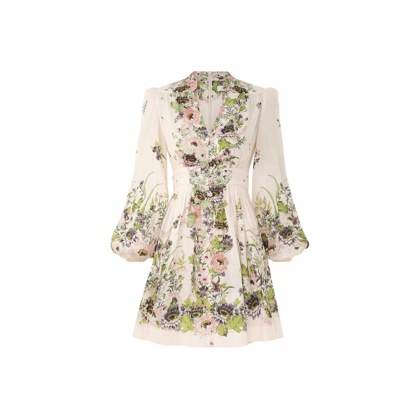2025春夏【ZIMMERMANN】クラッシュ装飾リネンミディドレス ✨ ZIMMERMANN Crush レース シャツドレス