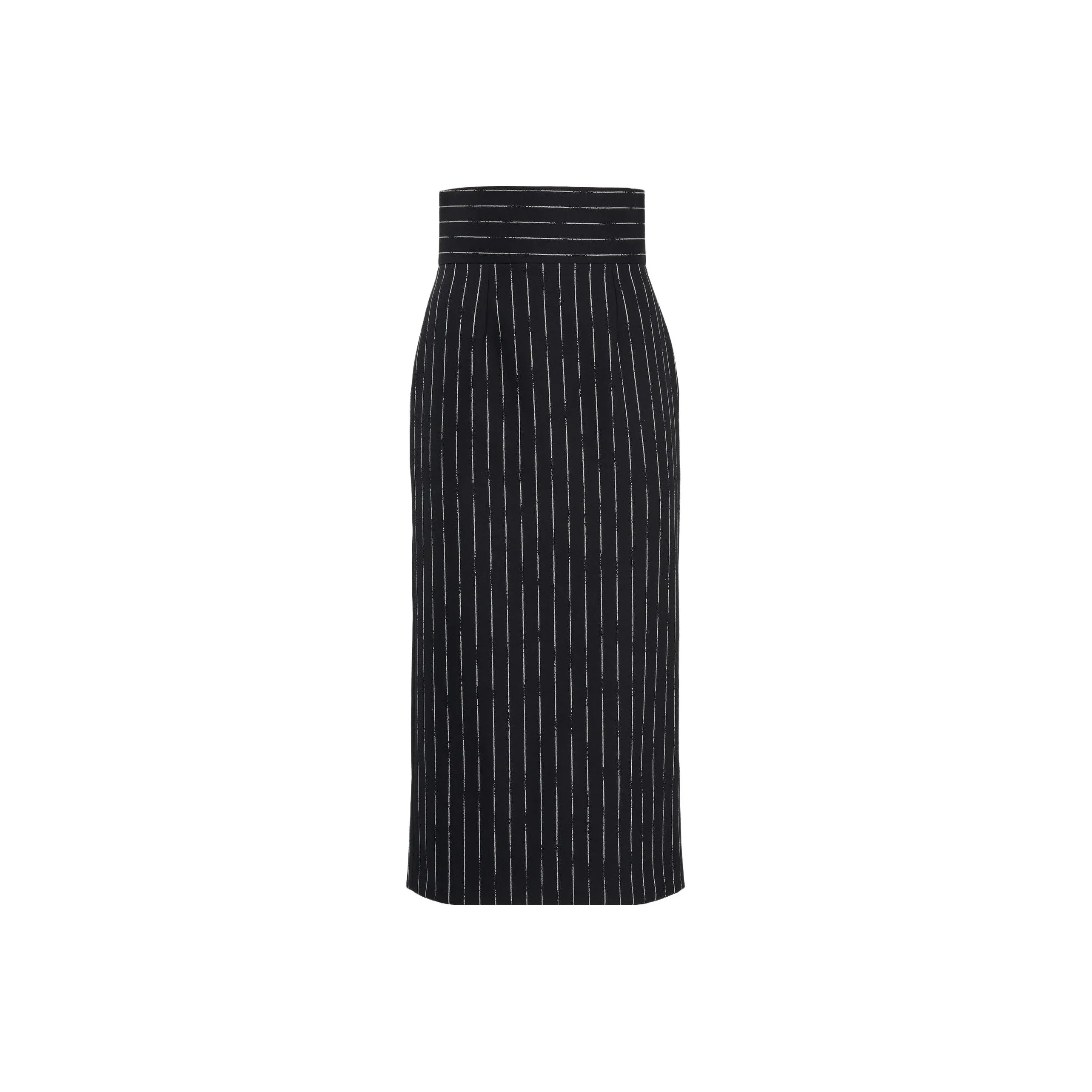 Alexander McQueen Striped High Waist Midi Skirt