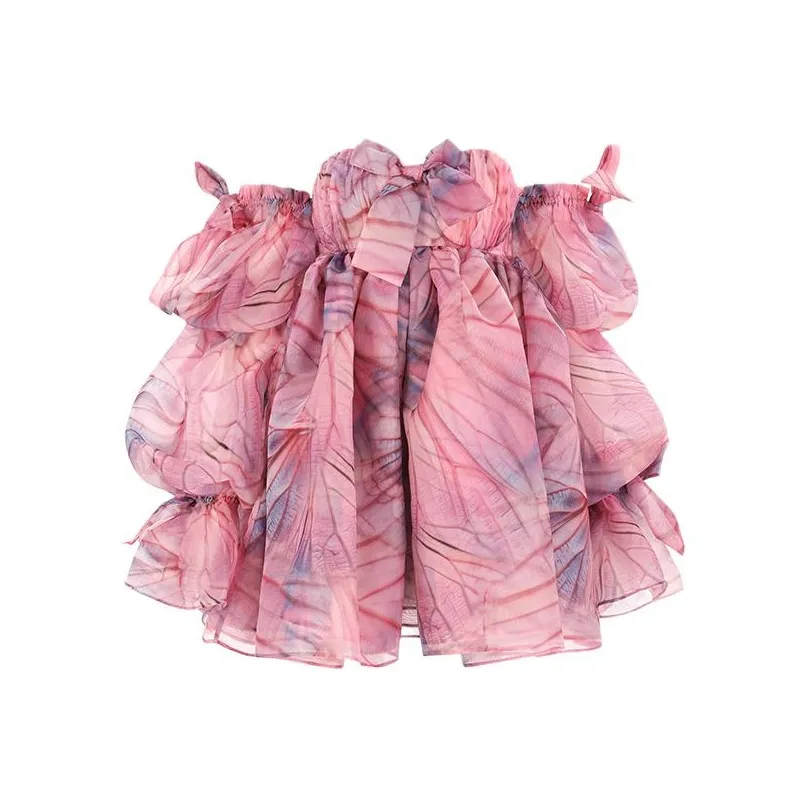 Selkie Collection SS24 Long-Sleeved Dresses Women's Pink Dreamy Butterfly Print