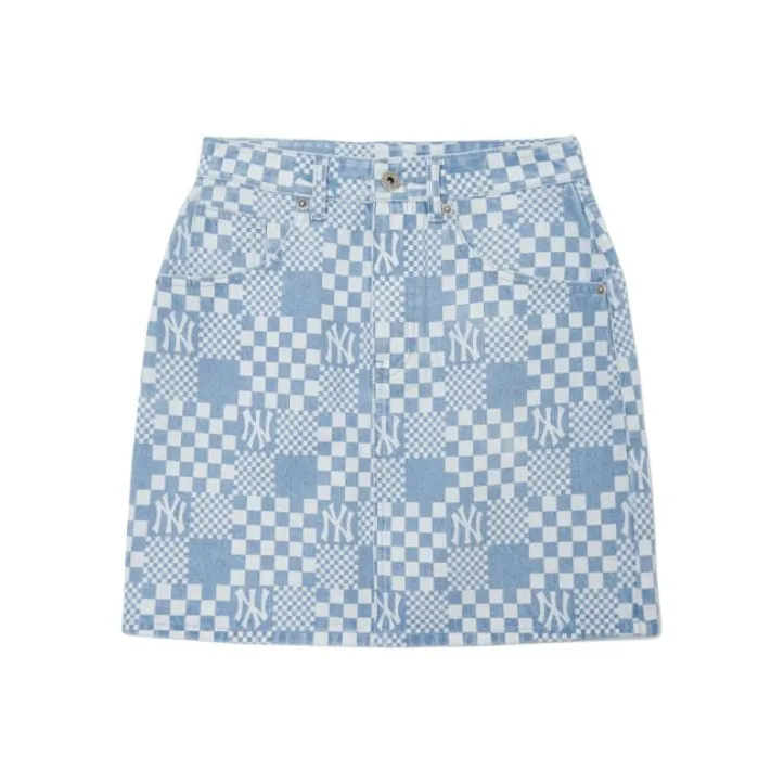 MLB New York Yankees Denim Short Skirts Women's Light Blue