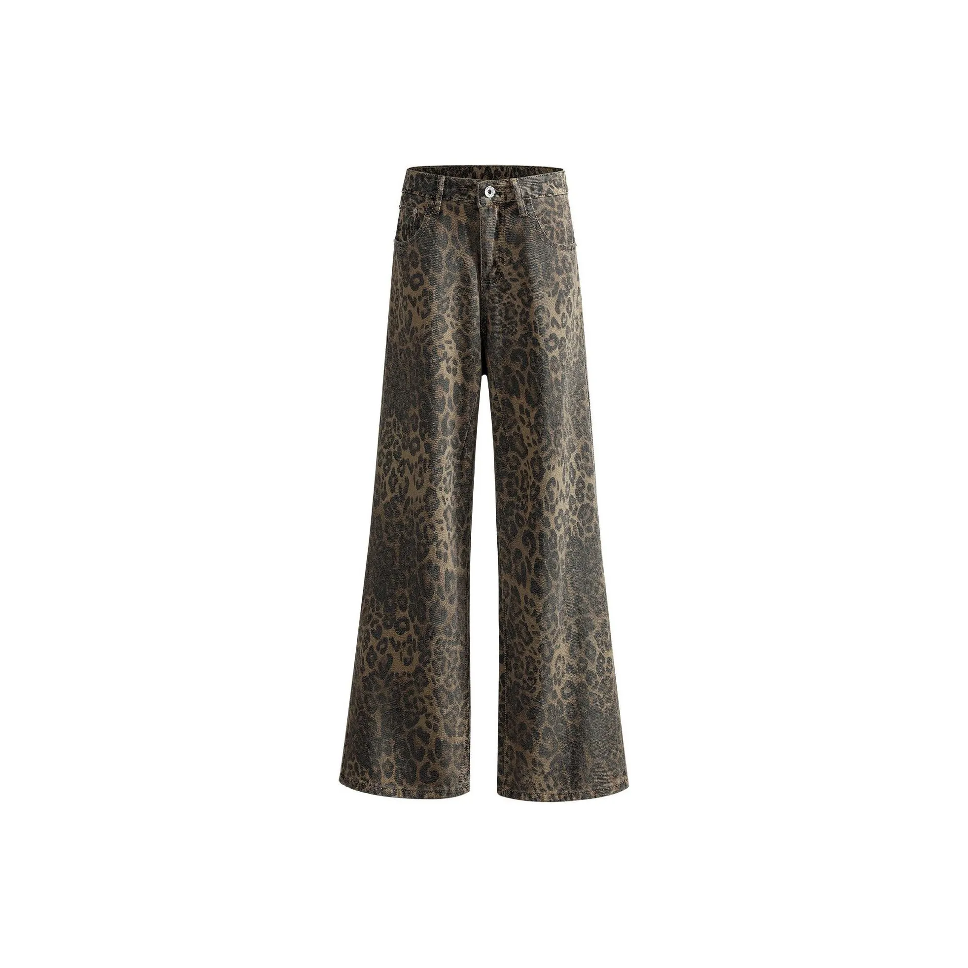 Wen Shan Jeans Unisex Leopard Print