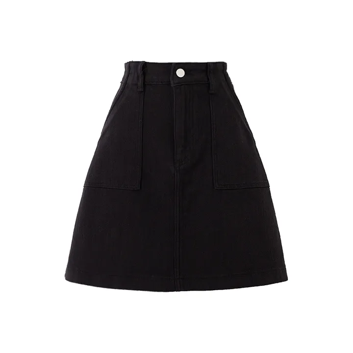 SOON FLOWER Denim Short Skirts Women's Black