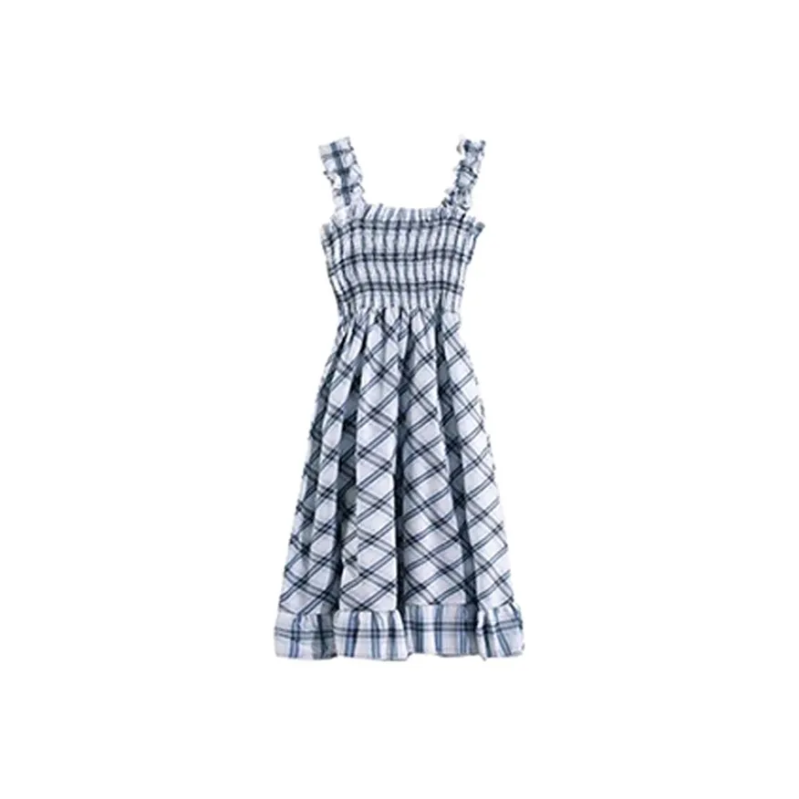 ETSE Slip Платье Женское Синие Клетка