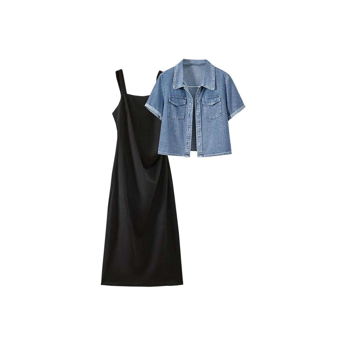 TOUCH Skirt Set Women's Light Blue+Black