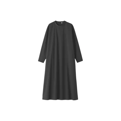 Muji Женские Длинные Платья с Рукавами
