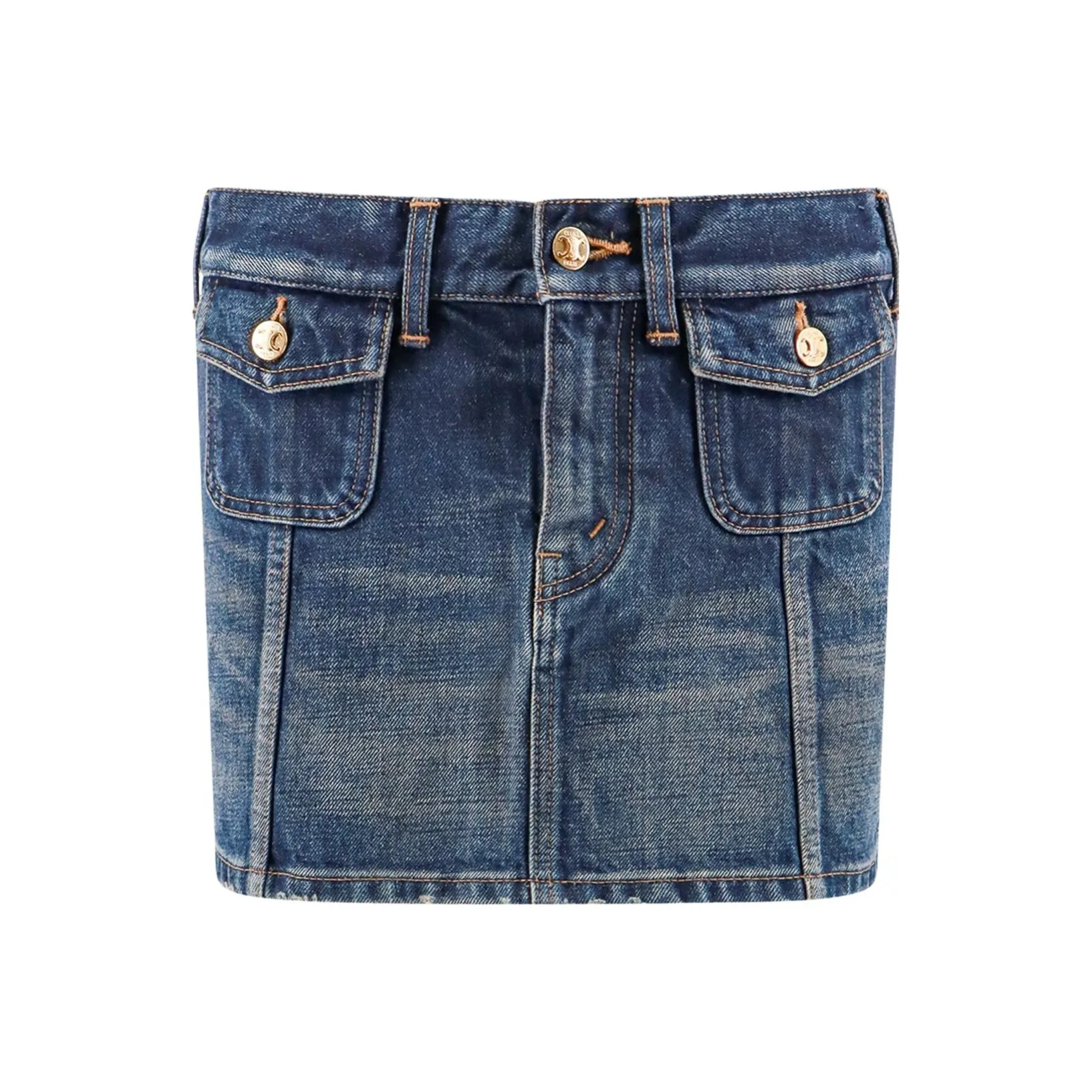 CELINE Mini Skirt In Dark Union Wash Denim