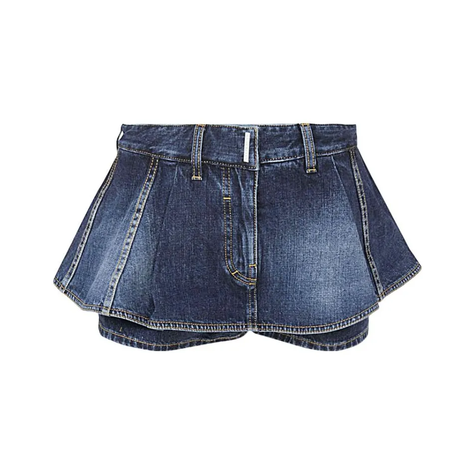 Givenchy Peplum layered Denim Shorts