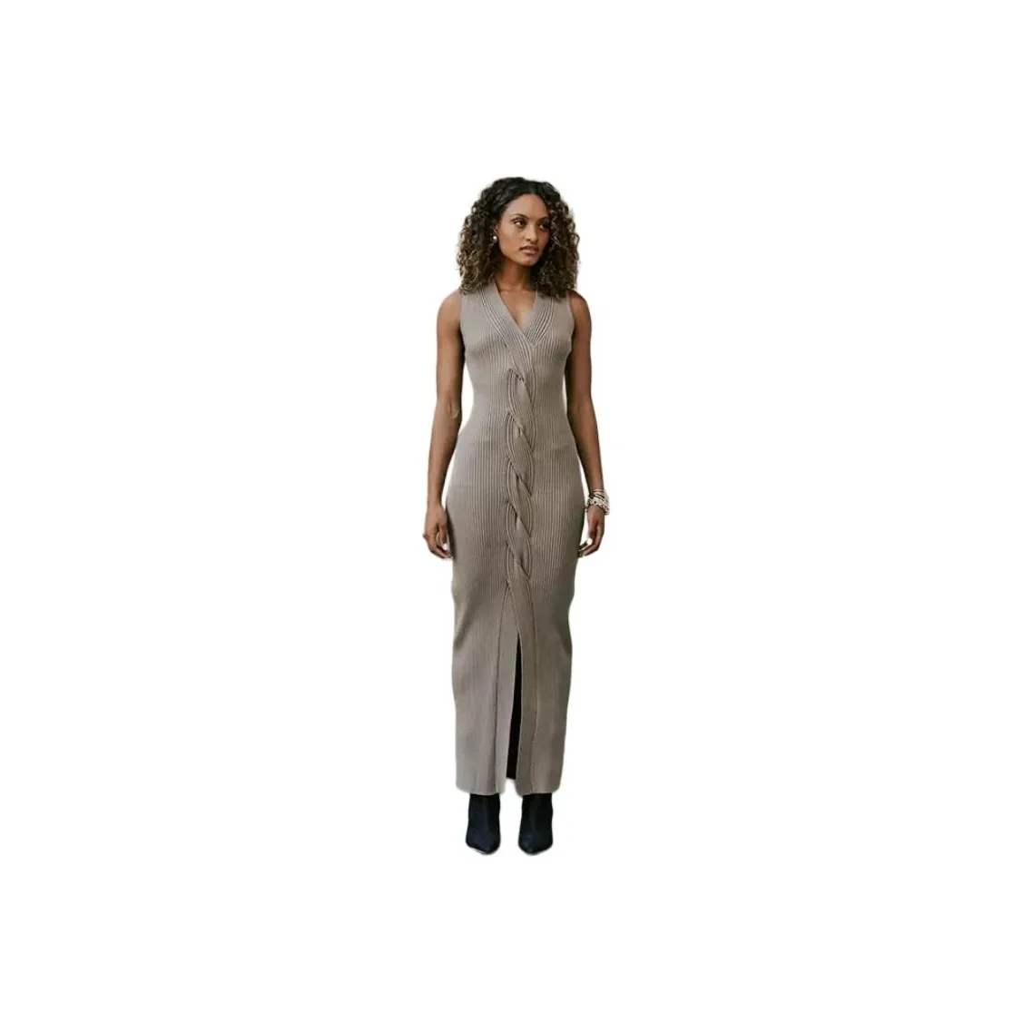 ELLIATTCOLLECTIVE Вязаный жилет Платье Женское Хаки