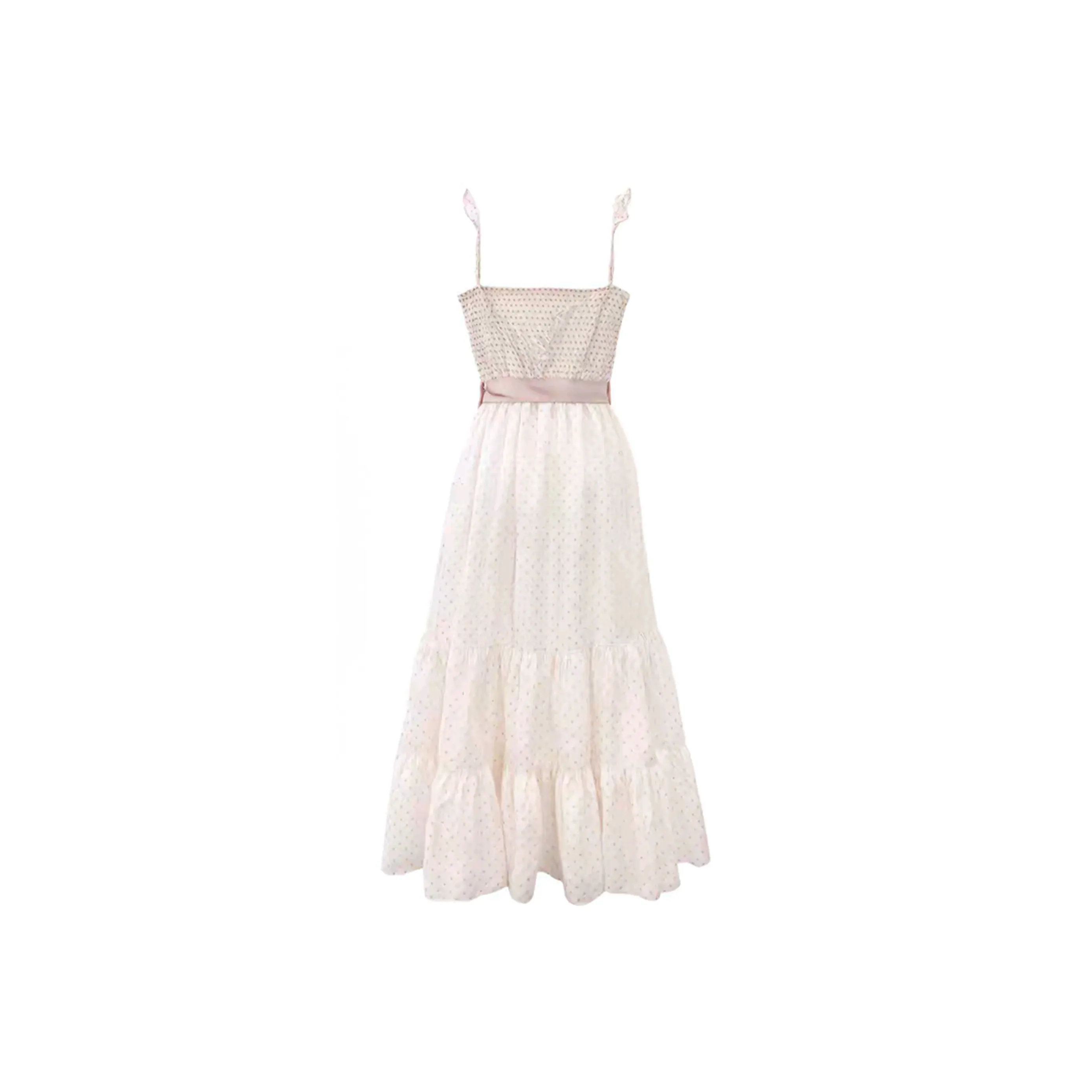 ETSE Slip Платье Женские Розовый Гороховый узор Maxi Юбка