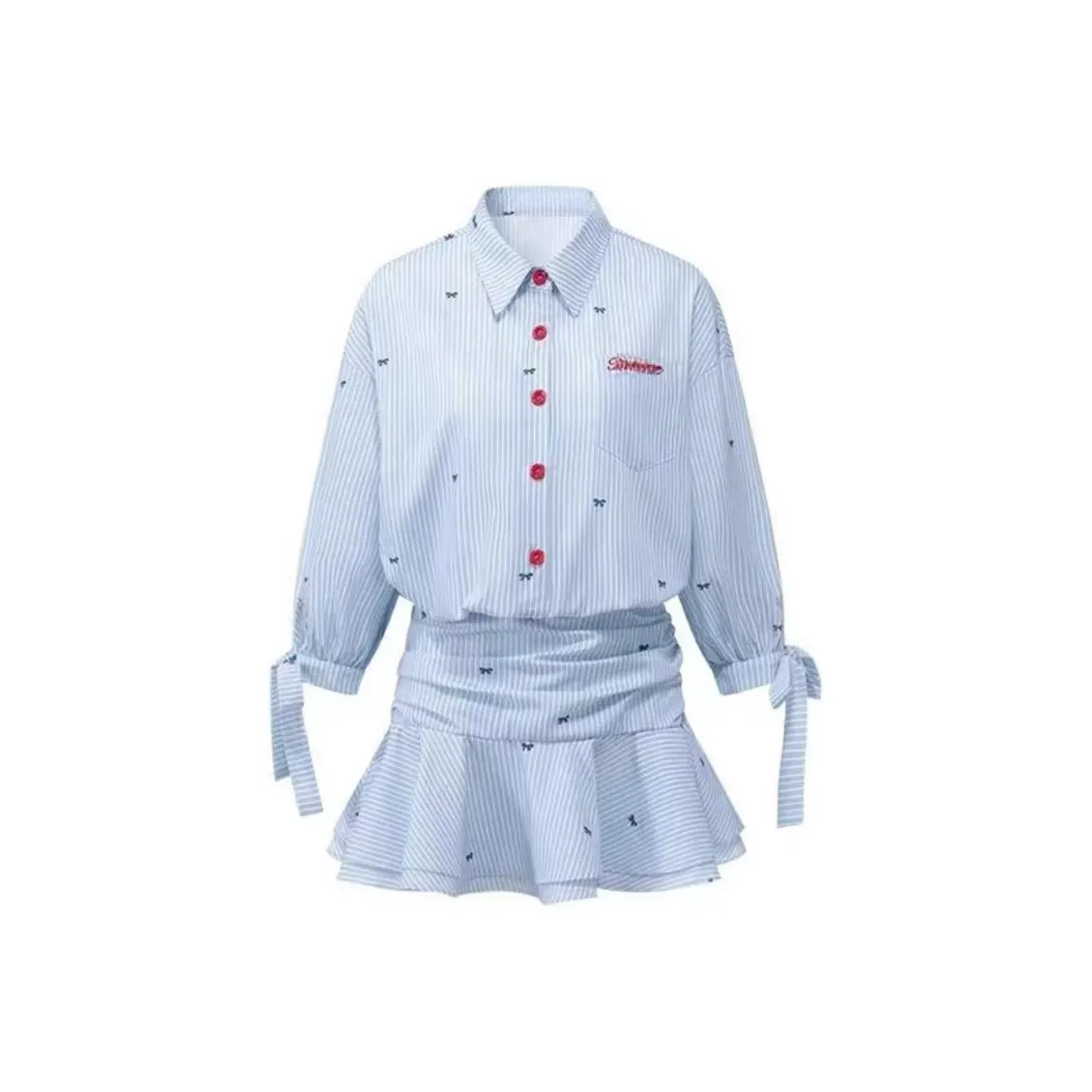 COHX Длинное платье с длинным рукавом женское синее