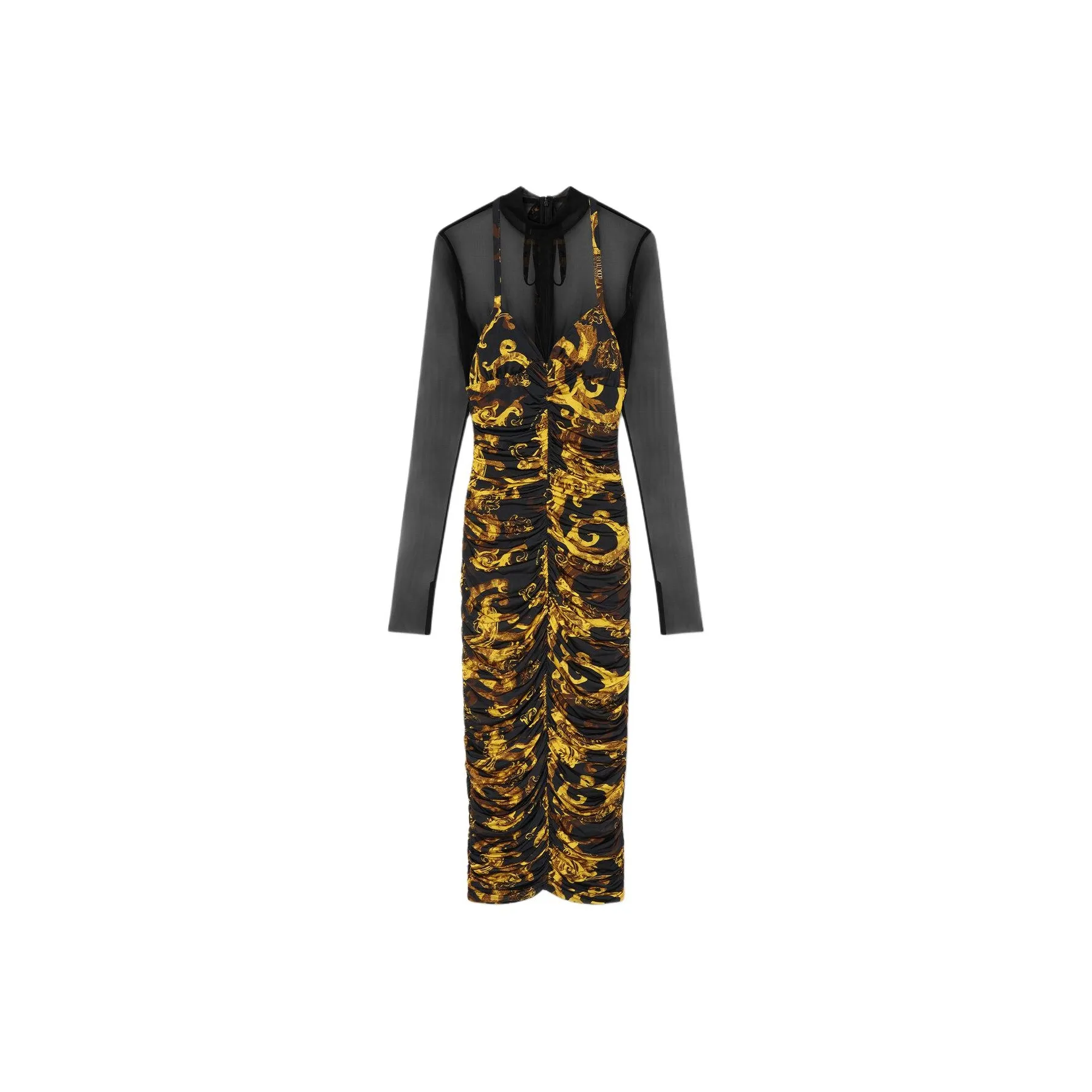 VERSACE JEANS COUTURE Barocco print Ruched Midi Dress
