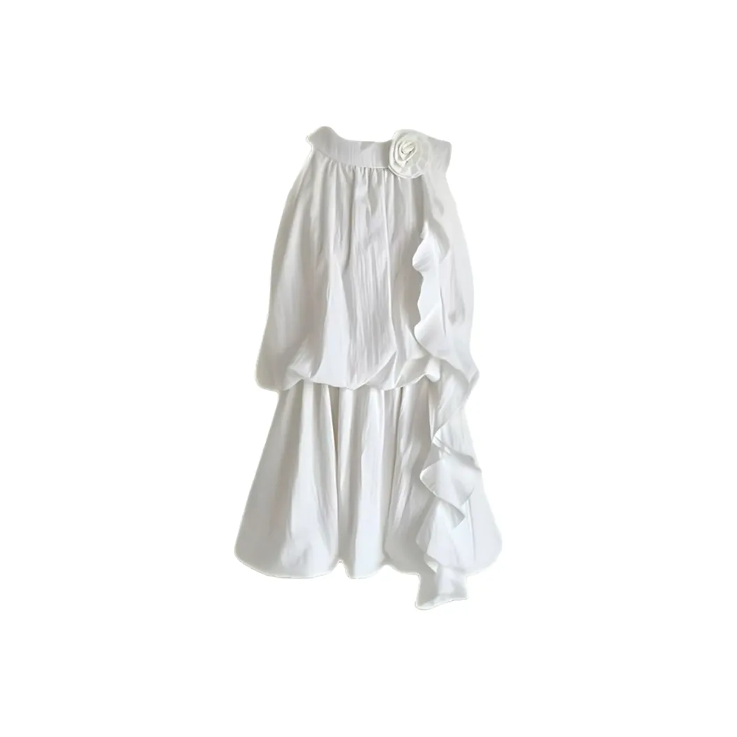 AFGGD Без рукавов Платье Женское Белое