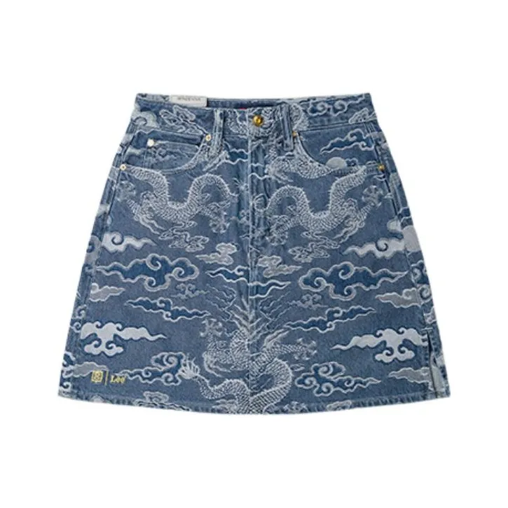 Lee совместный модель Повседневная короткая юбка Женская Средняя синяя
