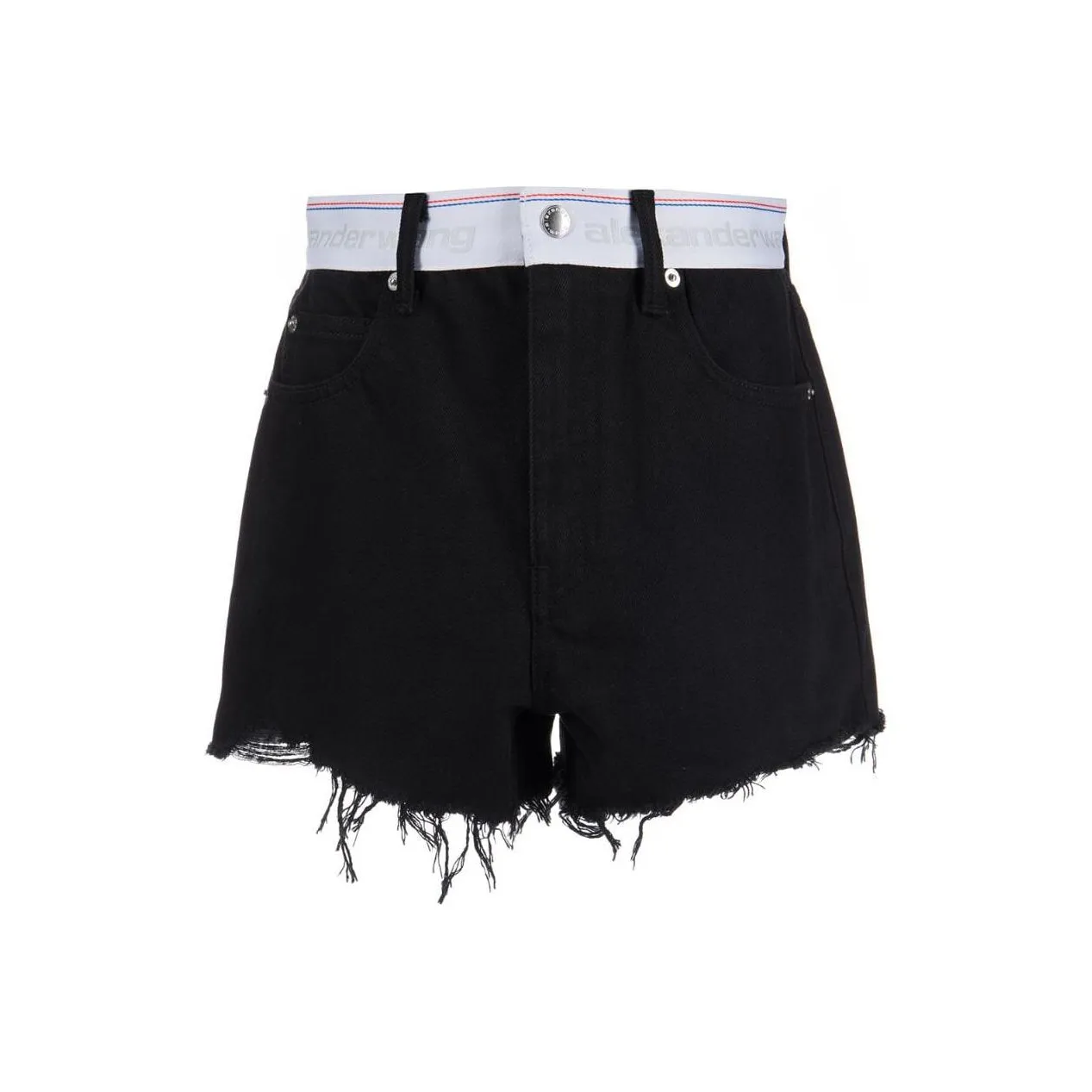 T By Alexander Wang Logo Webbing High Rise Bite Short Black