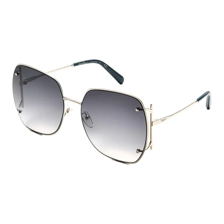 FERRAGAMO Металл Квадрат Солнцезащитные очки Унисекс Золото