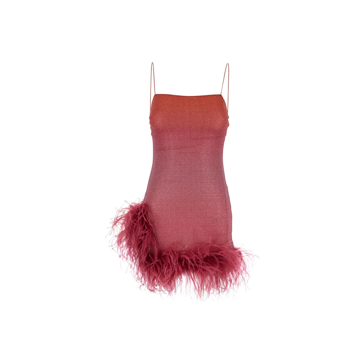 Oséree Feather Trim Square Neck Mini Dress
