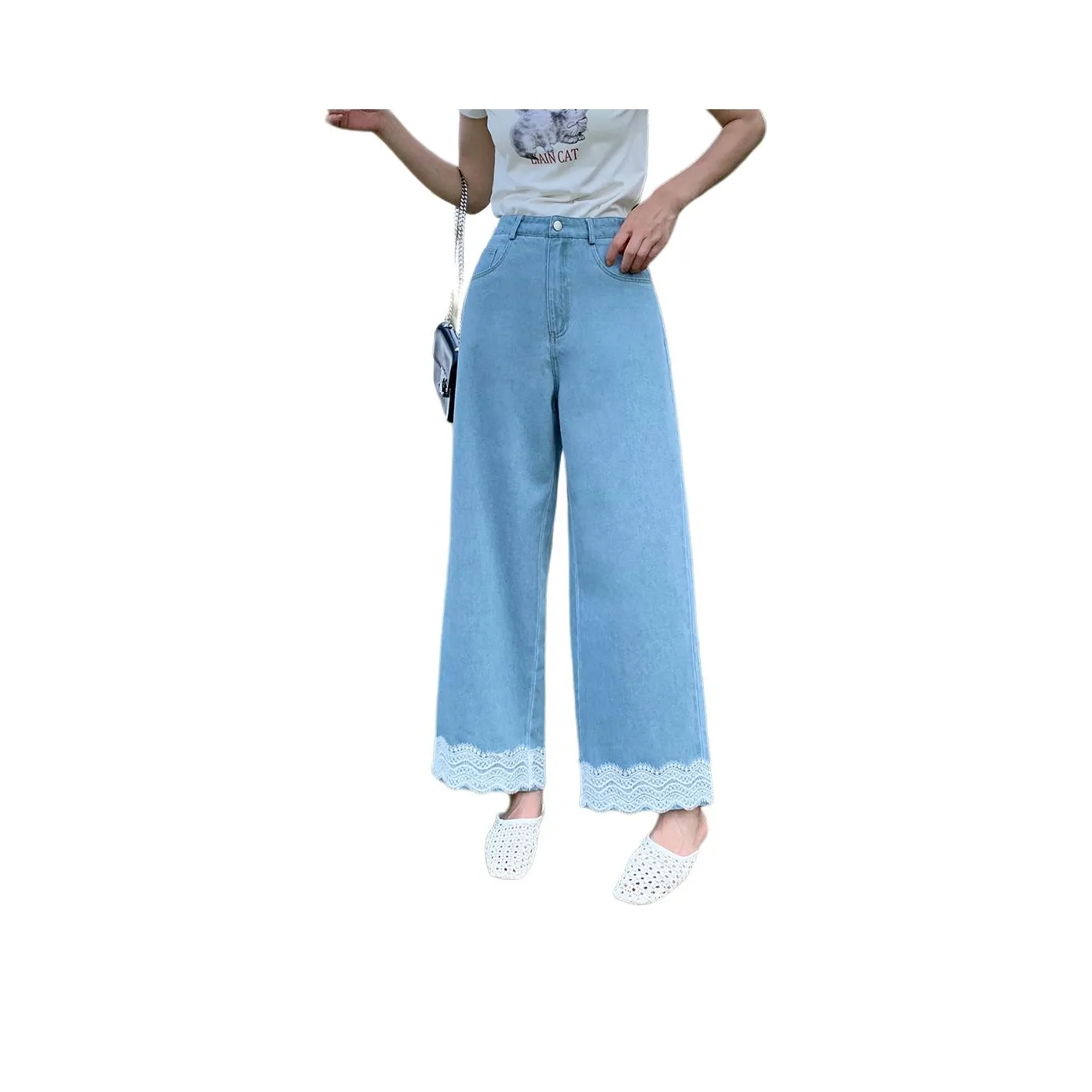 NANING 9 Green Women's Jeans NANING 9 Зеленые Женские Джинсы