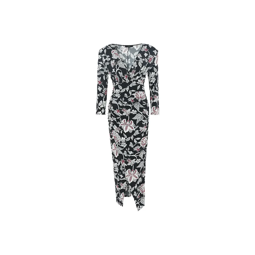BESIONIA SS25 Long-Sleeved Dresses Women's Black Pattern