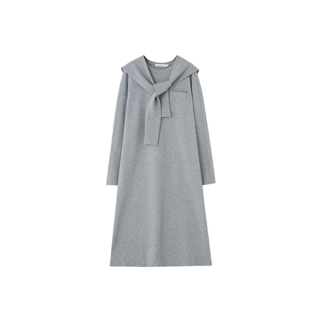 SOON FLOWER Длинное платье с длинными рукавами женское фотиния серый