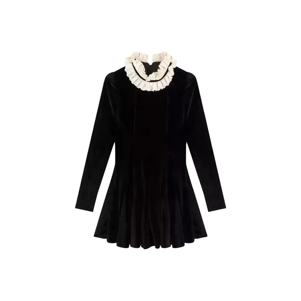 JOSR Длинное платье с длинными рукавами женское черное