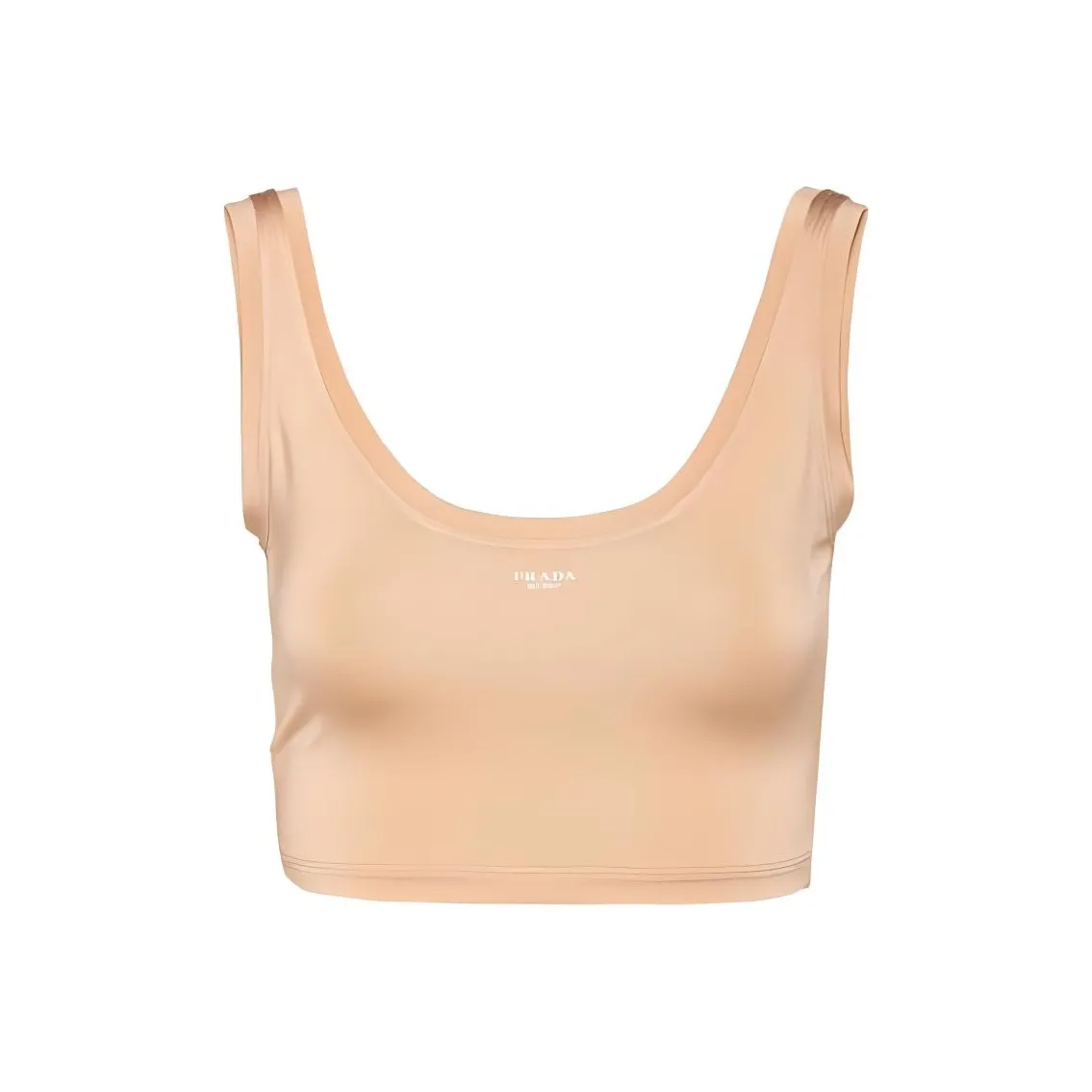 PRADA Logo Stamped Sleeveless Tank Top Beige