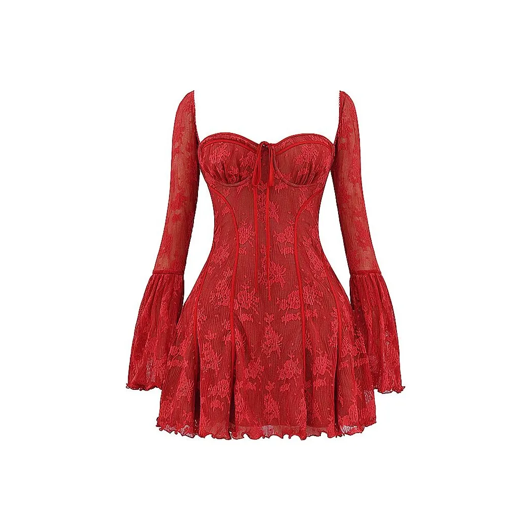HOUSE OF CB Long Sleeved Dress Women's Red