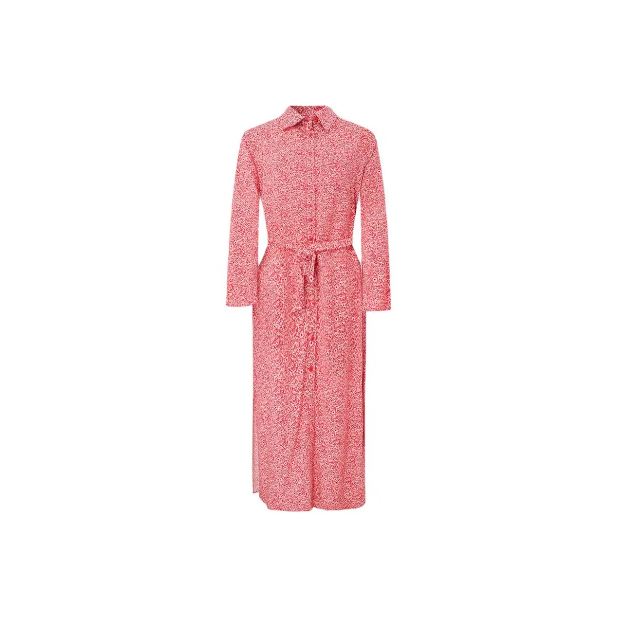 Pepe Jeans Kleid Lang Blumenmuster Long Sleeved Dresses Women's Red