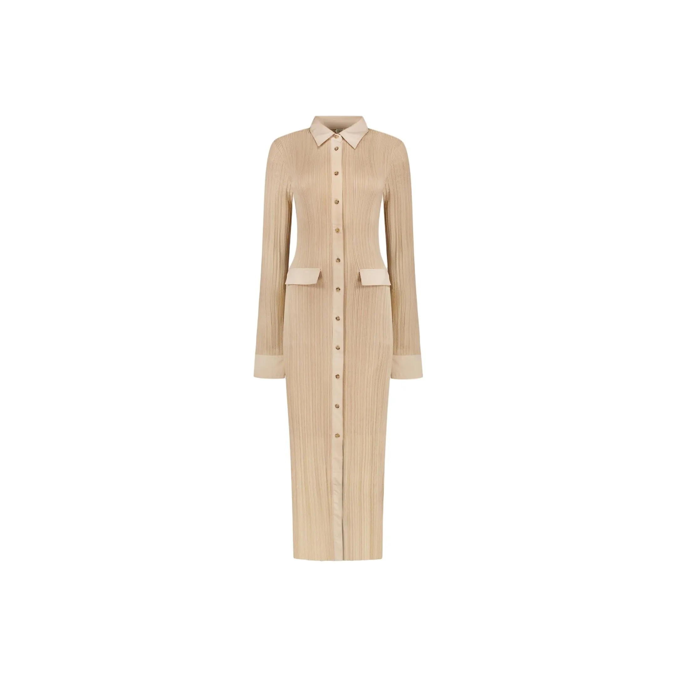 TOTEME Длинное платье с длинными рукавами женское бежевый