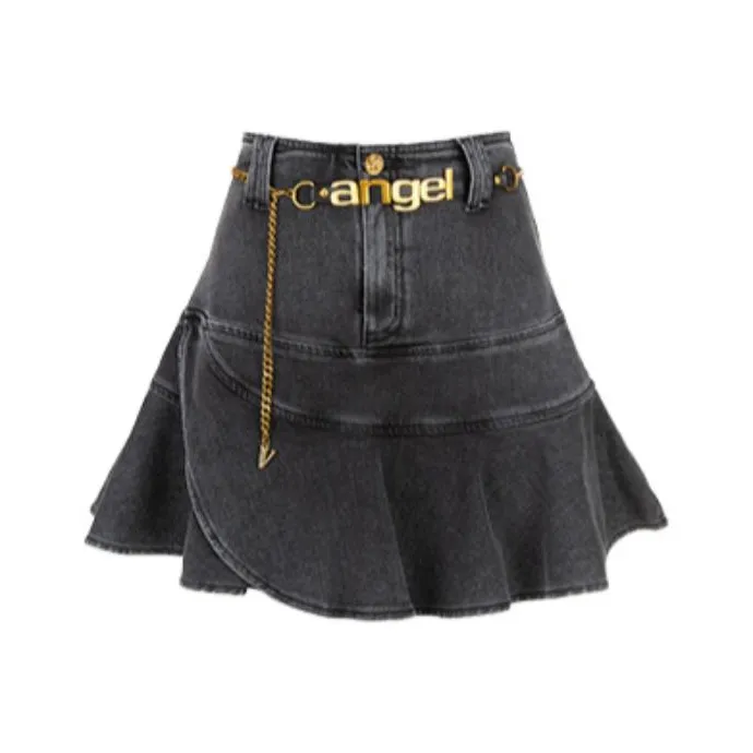 AIVEI Дымчато-серый Женские джинсовые короткие юбки