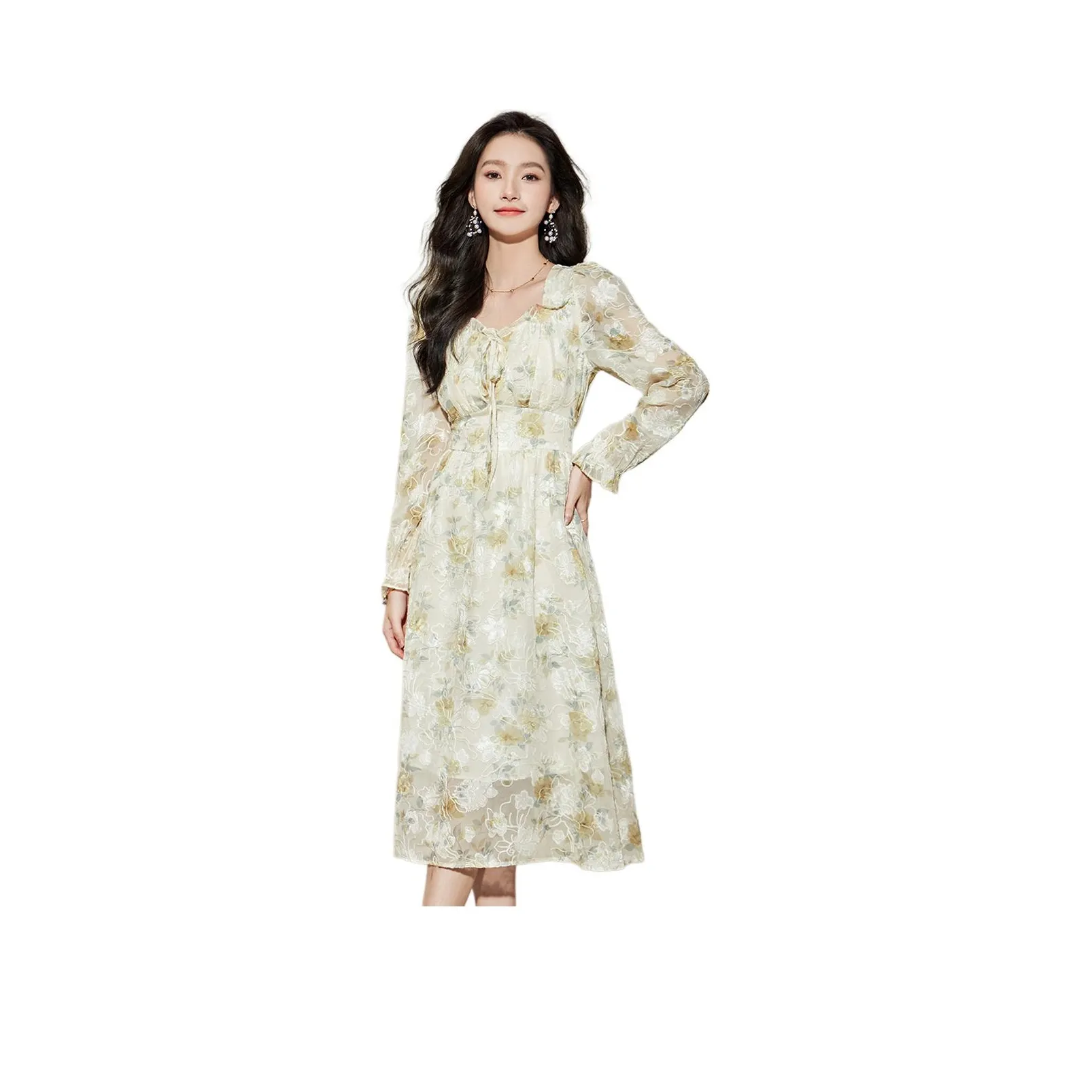 Love Elaine Long Sleeved Dress Women's Apricot